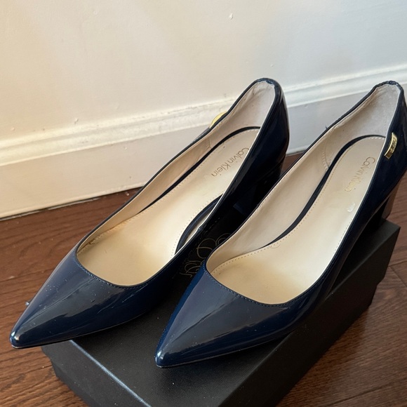 Calvin Klein Navy Patent Block Heels - Picture 7 of 7